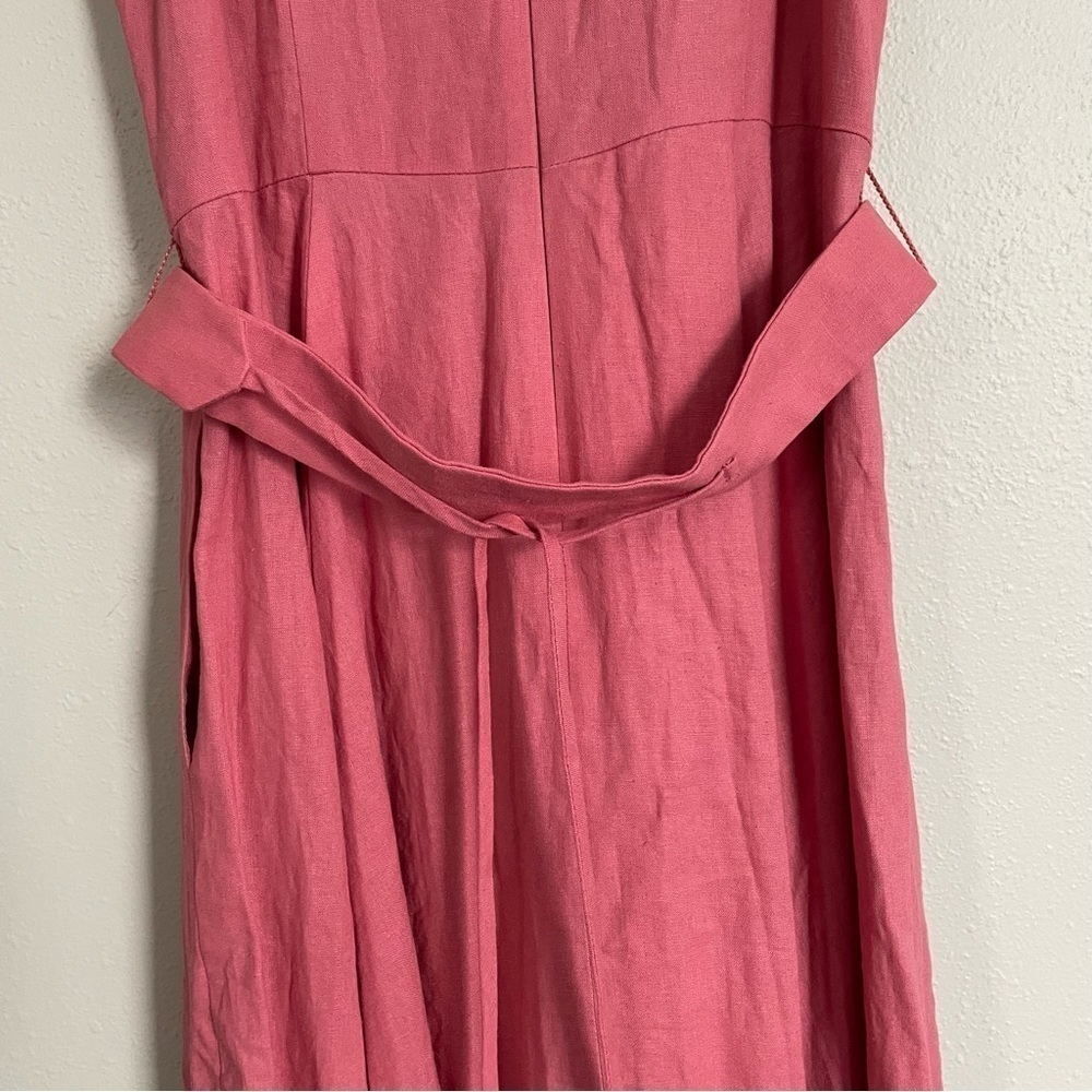 Gal Meets Glam | Ruth Belted Fit & Flare Dress in Rosemist,  linen blend, 10P - Picture 13 of 15
